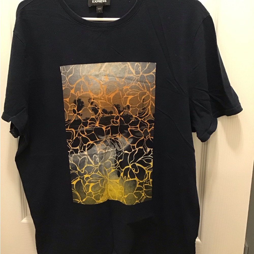 Express Black T-Shirt with Floral Graphic